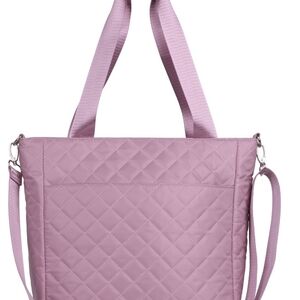 Julia Buxton's Pink Quilted Nylon Tote With Matching Wristlet